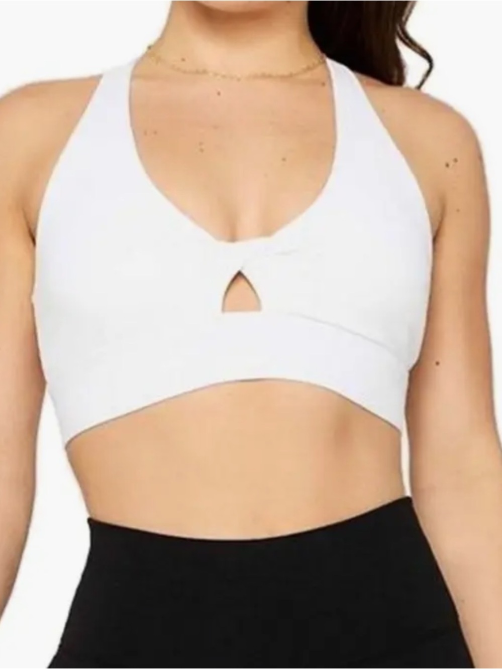 Fabletics XL White Keyhole Sports Bra Top - Women